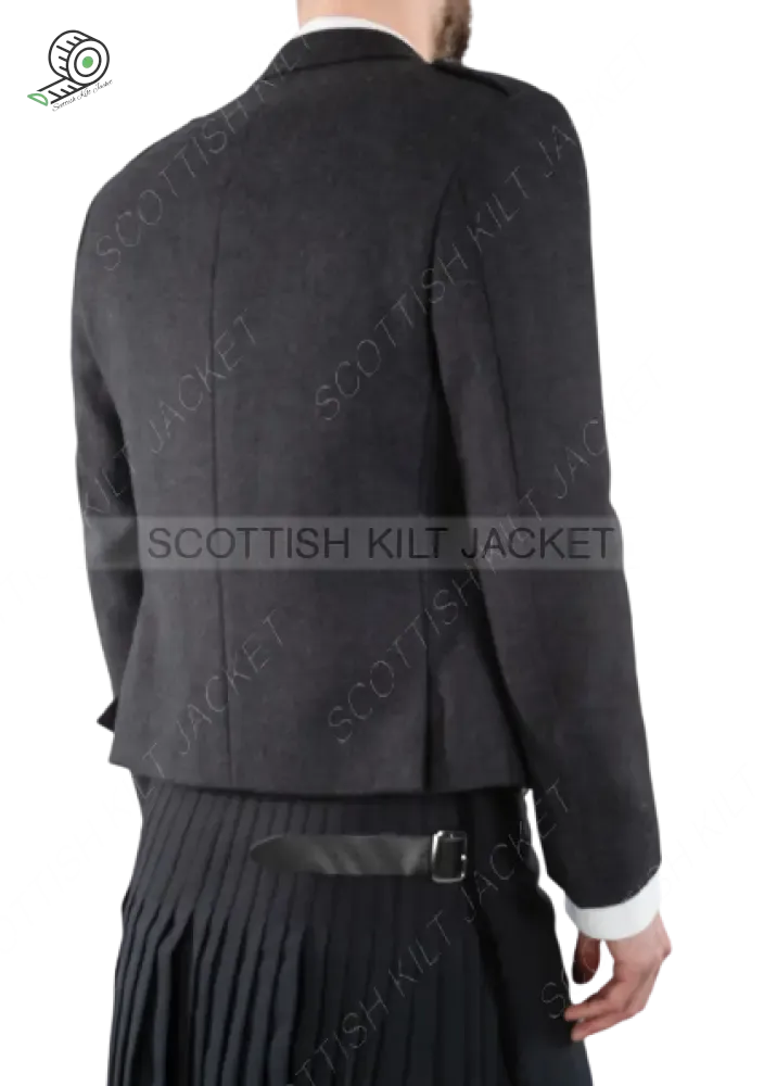 Braemar Charcoal Tweed Kilt Jacket & 5 buttons Vest