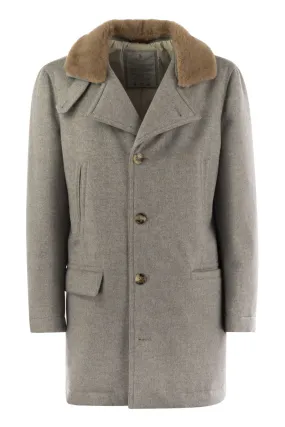 BRUNELLO CUCINELLI Luxurious Cashmere Jacket with Shearling Collar