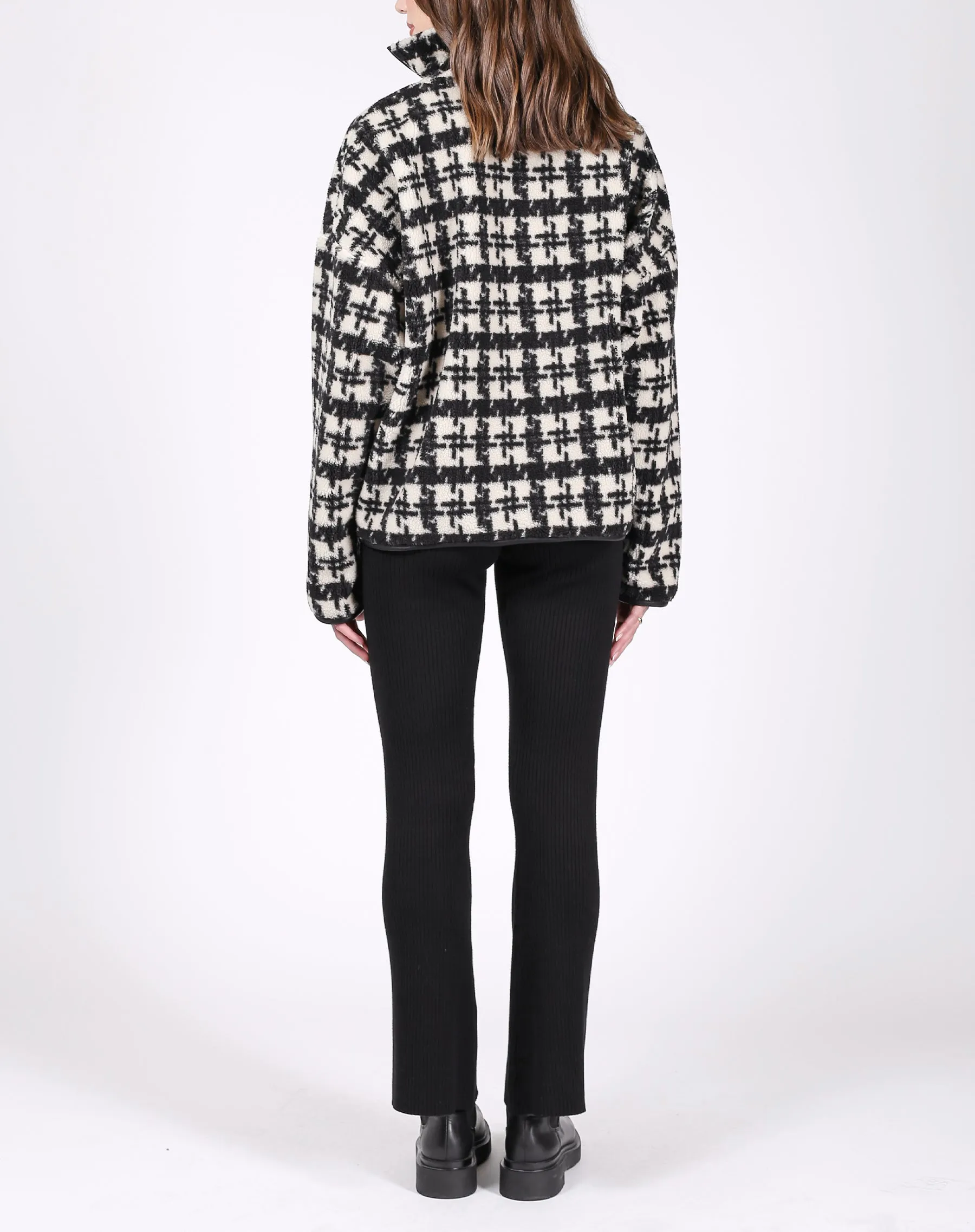 Brunette The Label The Houndstooth Sherpa Half-Zip Jacket| Houndstooth