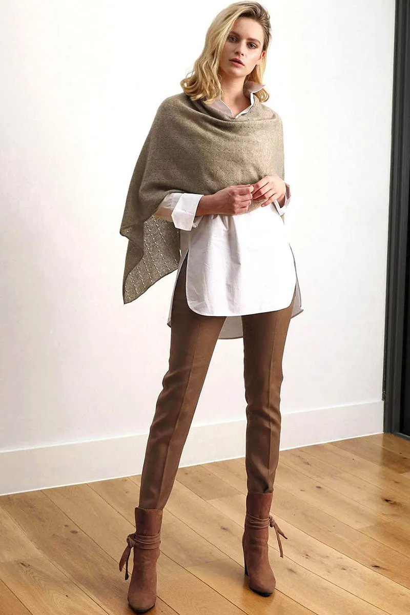 Burnt orange cashmere poncho Multiway