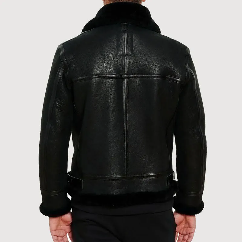 Buy Best Style Genuine Mens Black Sherpa Shearling Leather Jacket