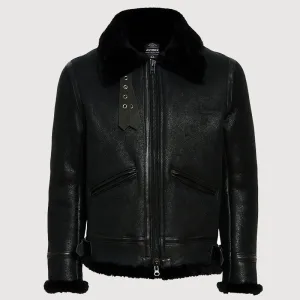 Buy Best Style Genuine Mens Black Sherpa Shearling Leather Jacket