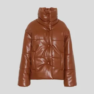 Buy Genuine Quilted Real Leather Puffer Jacket For Mens