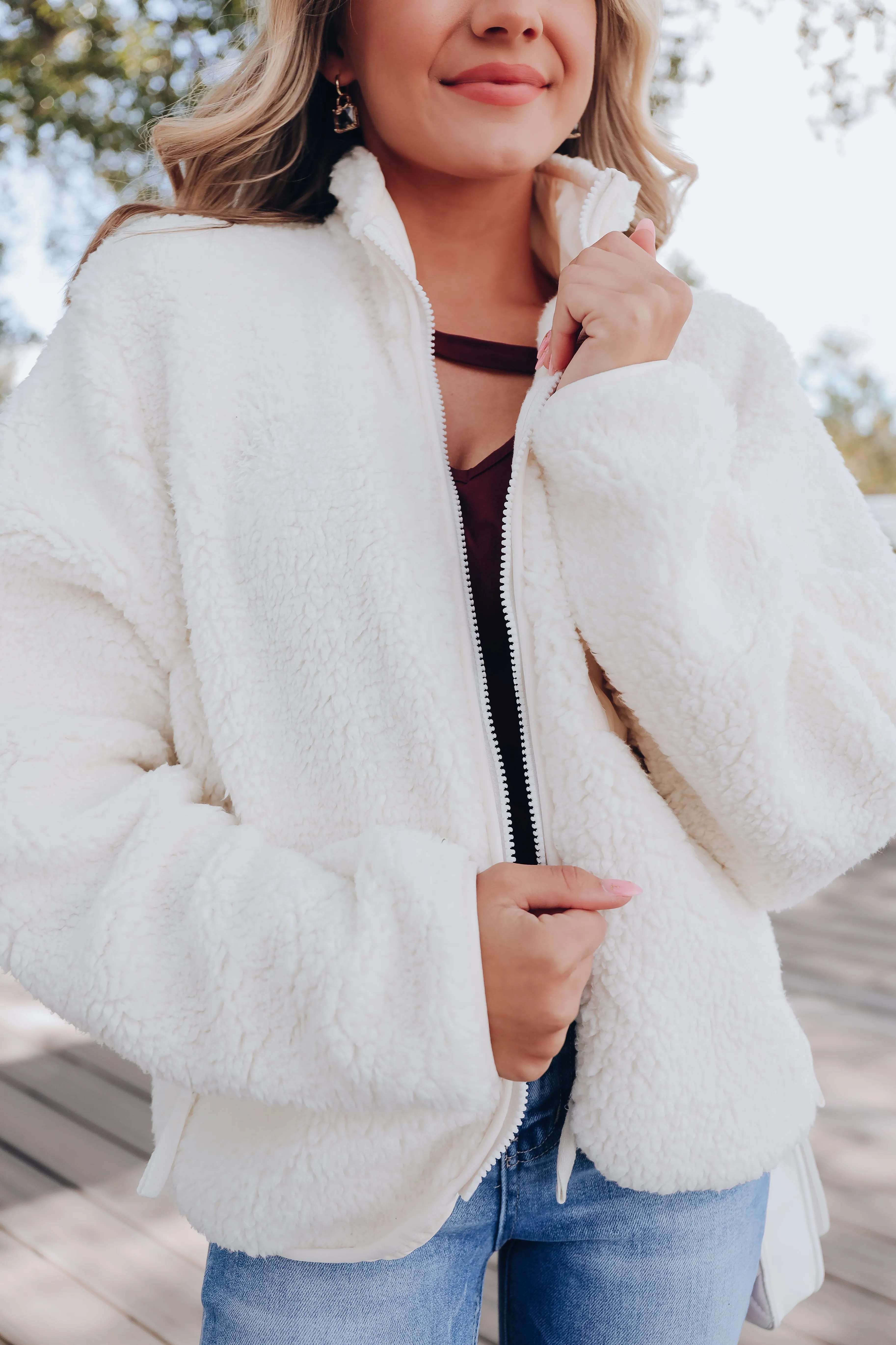 Carolina Cozy Sherpa Jacket - Cream