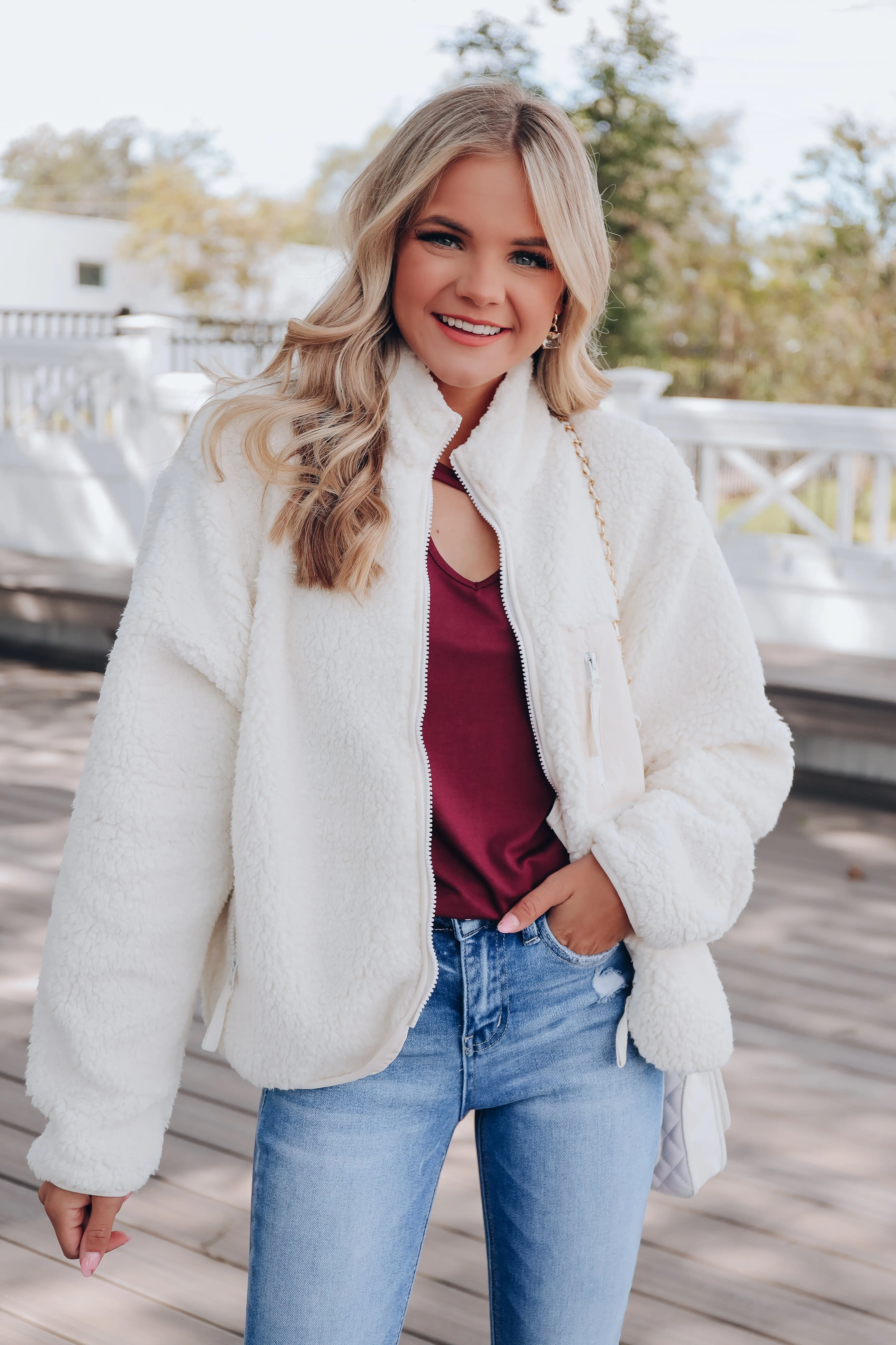 Carolina Cozy Sherpa Jacket - Cream