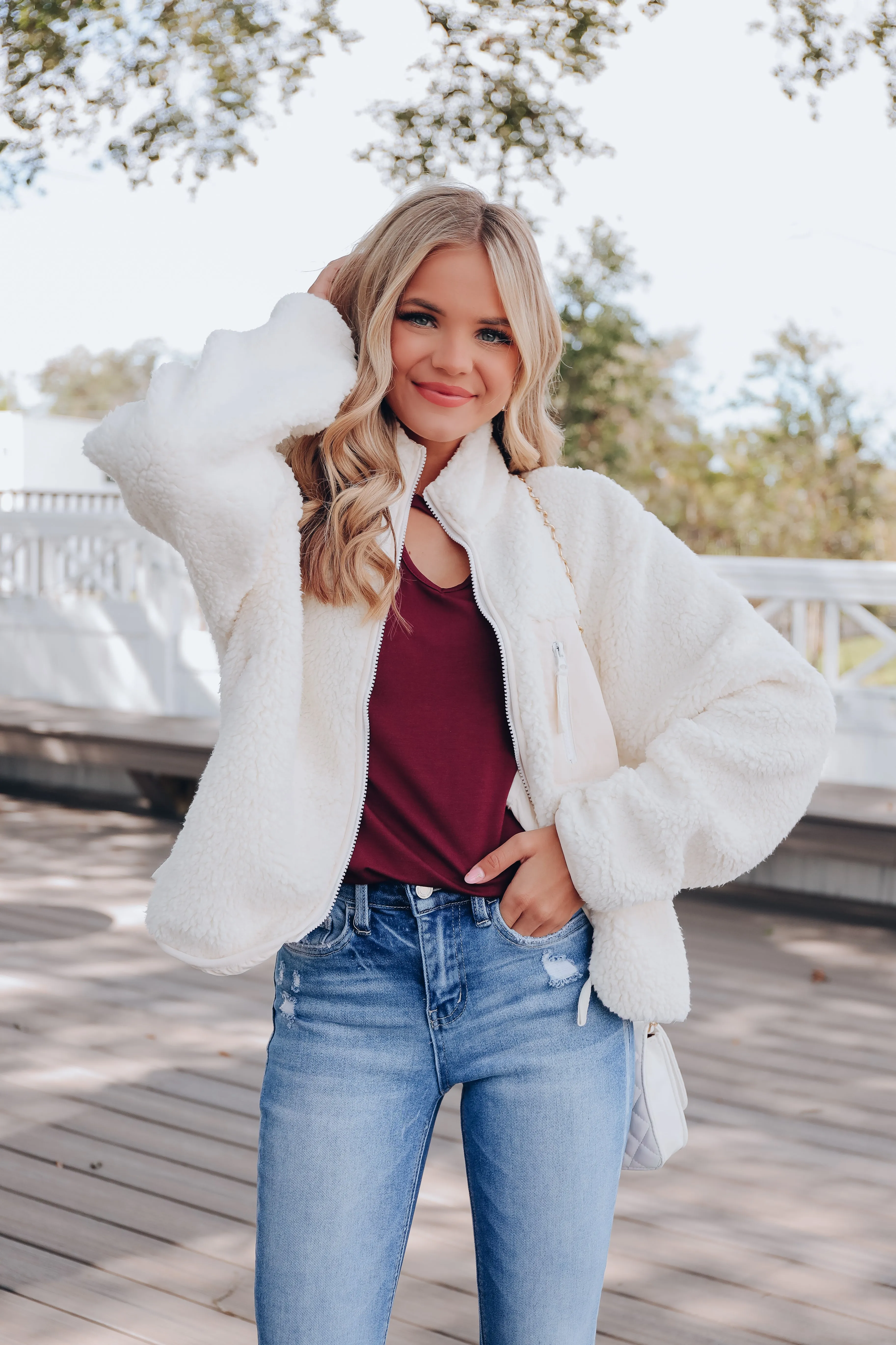 Carolina Cozy Sherpa Jacket - Cream