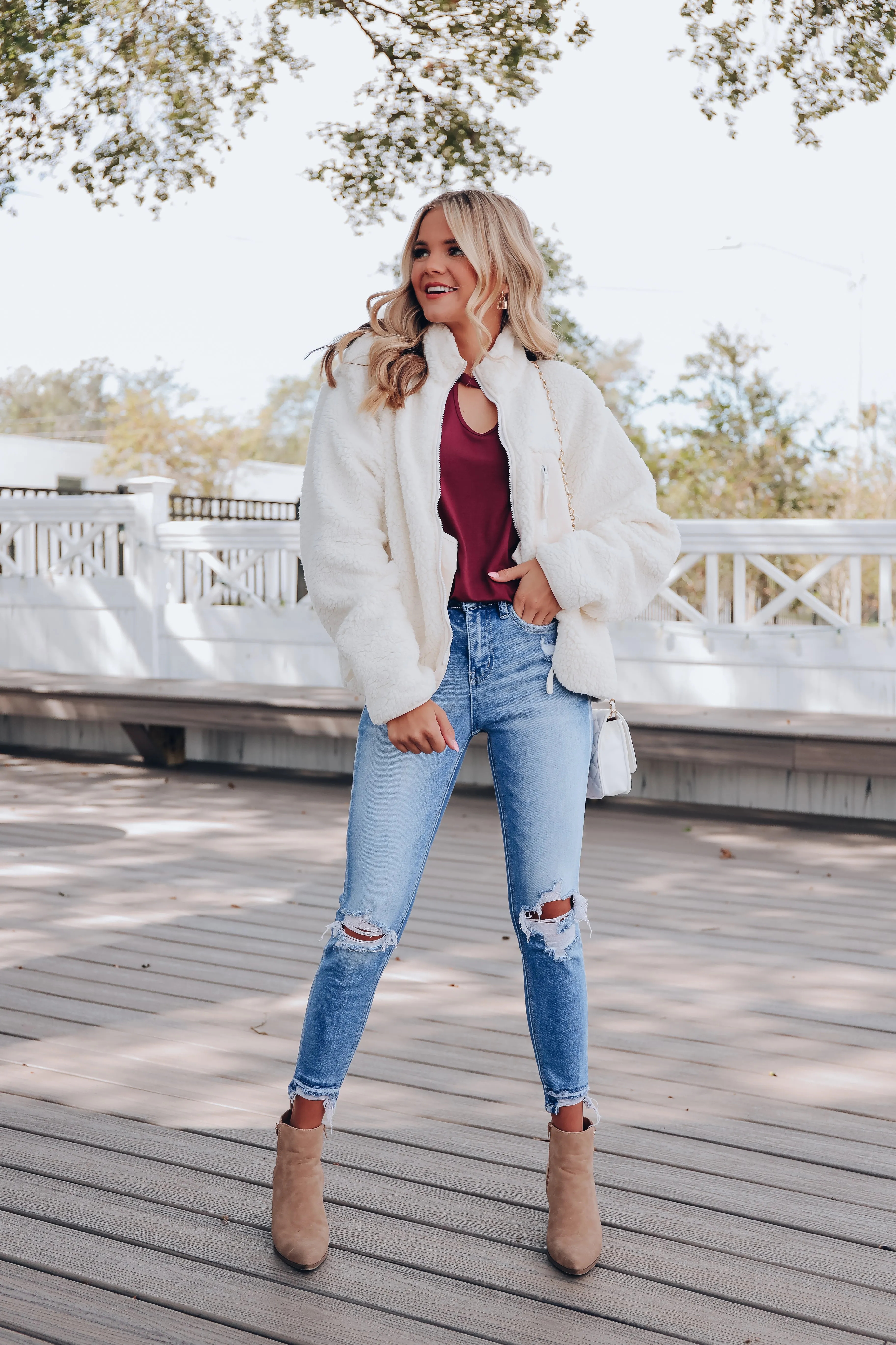 Carolina Cozy Sherpa Jacket - Cream