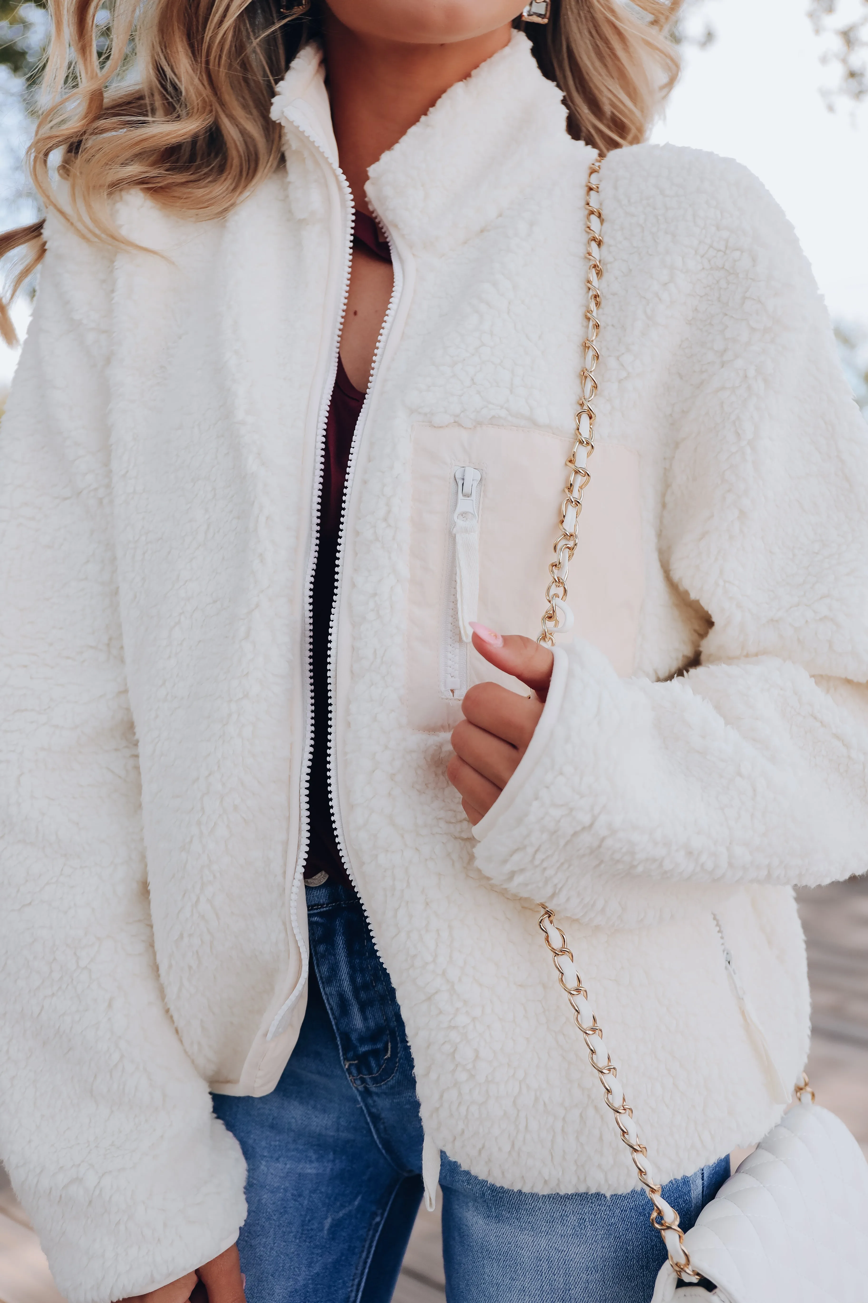 Carolina Cozy Sherpa Jacket - Cream