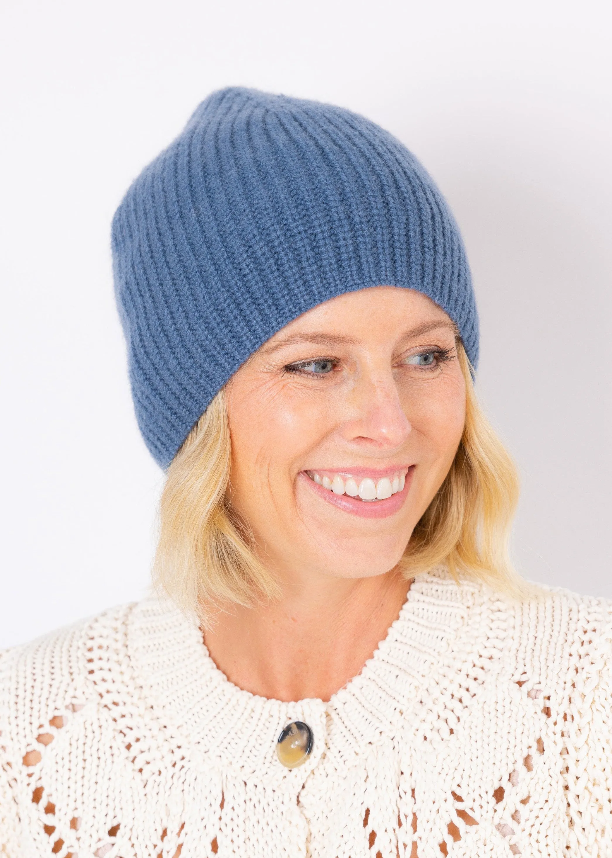 Cashmere Chunky Beanie- Denim