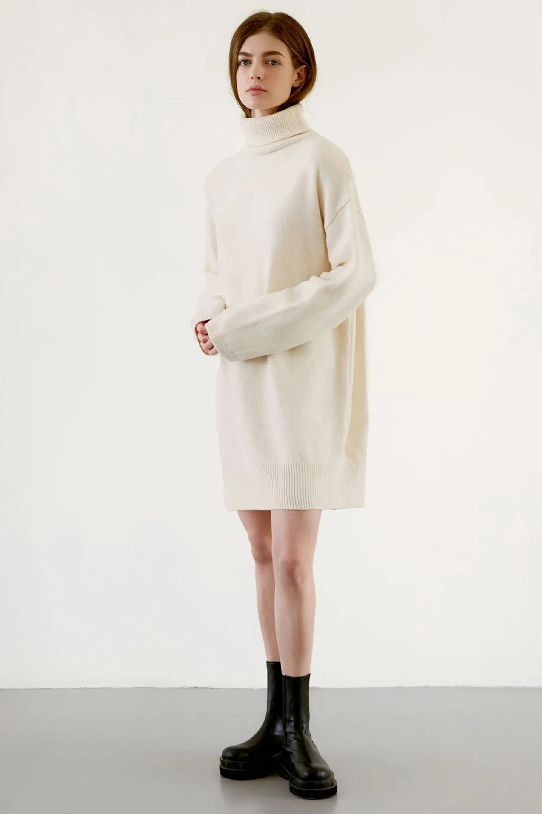 Cashmere Turtle Neck Sweater Dress