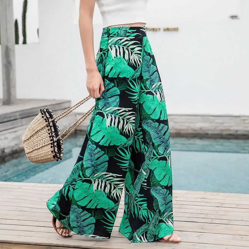 Casual Bohemian Beach High Waist Wide Leg Pants