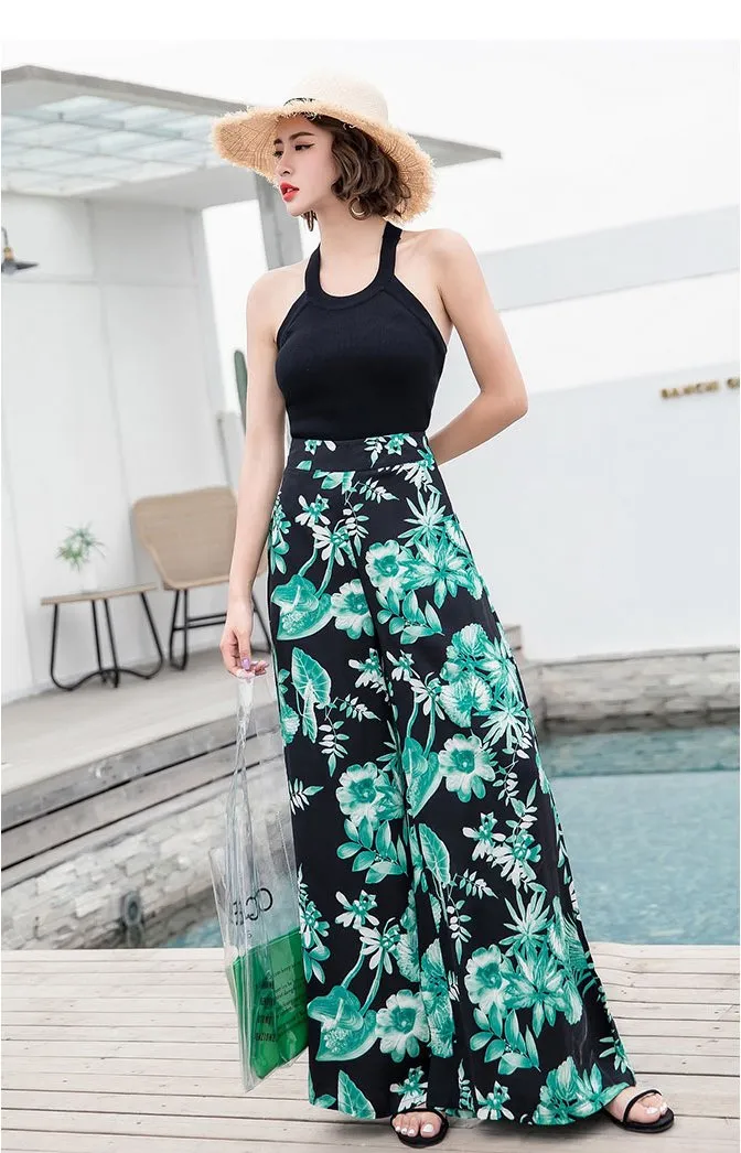 Casual Bohemian Beach High Waist Wide Leg Pants