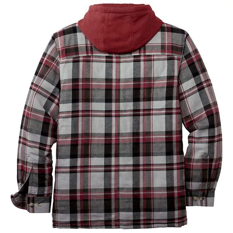 Checked Long Sleeve Hooded Jacket