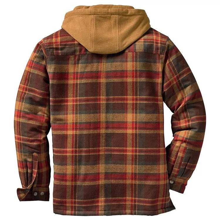 Checked Long Sleeve Hooded Jacket