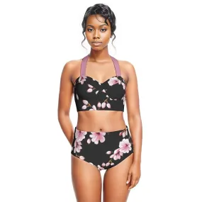 Cherry Blossom Halter Top Women's Bikini Swimsuit