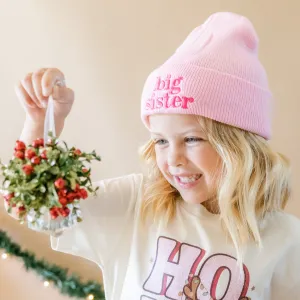 Child Beanie - Big Sister - Light Pink w/ Hot Pink