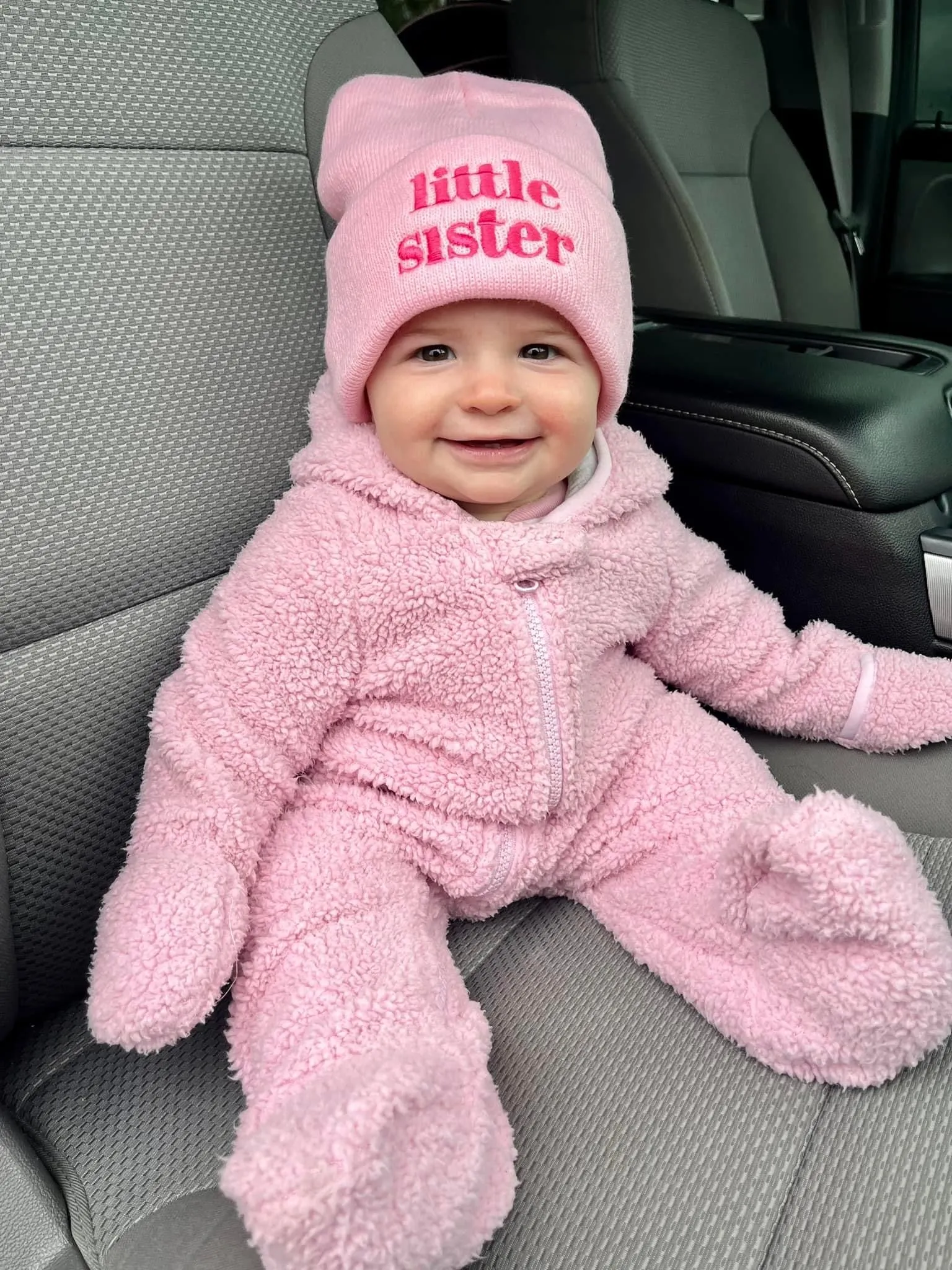 Child Beanie - Little Sister - Light Pink w/ Hot Pink