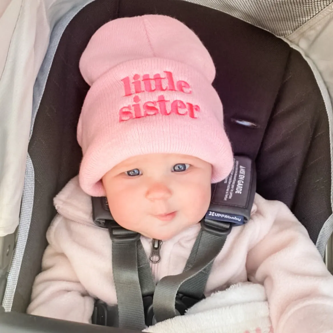 Child Beanie - Little Sister - Light Pink w/ Hot Pink