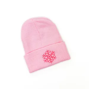 Child Beanie - Snowflake - Light Pink w/ Hot Pink