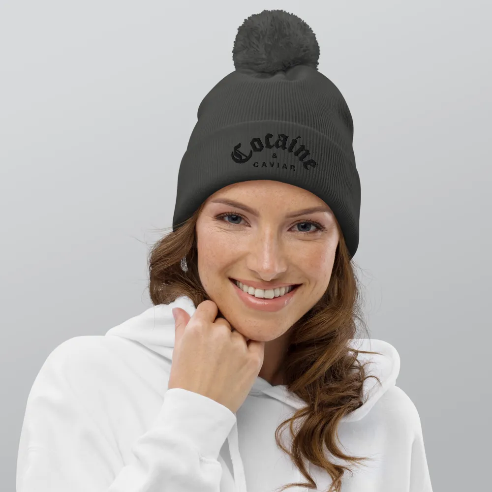 COCAINE & CAVIAR BRAND POM POM BEANIE