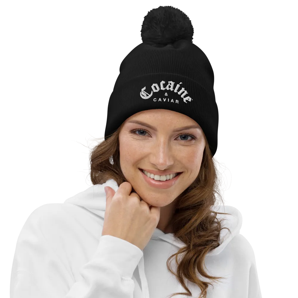 COCAINE & CAVIAR BRAND POM POM BEANIE