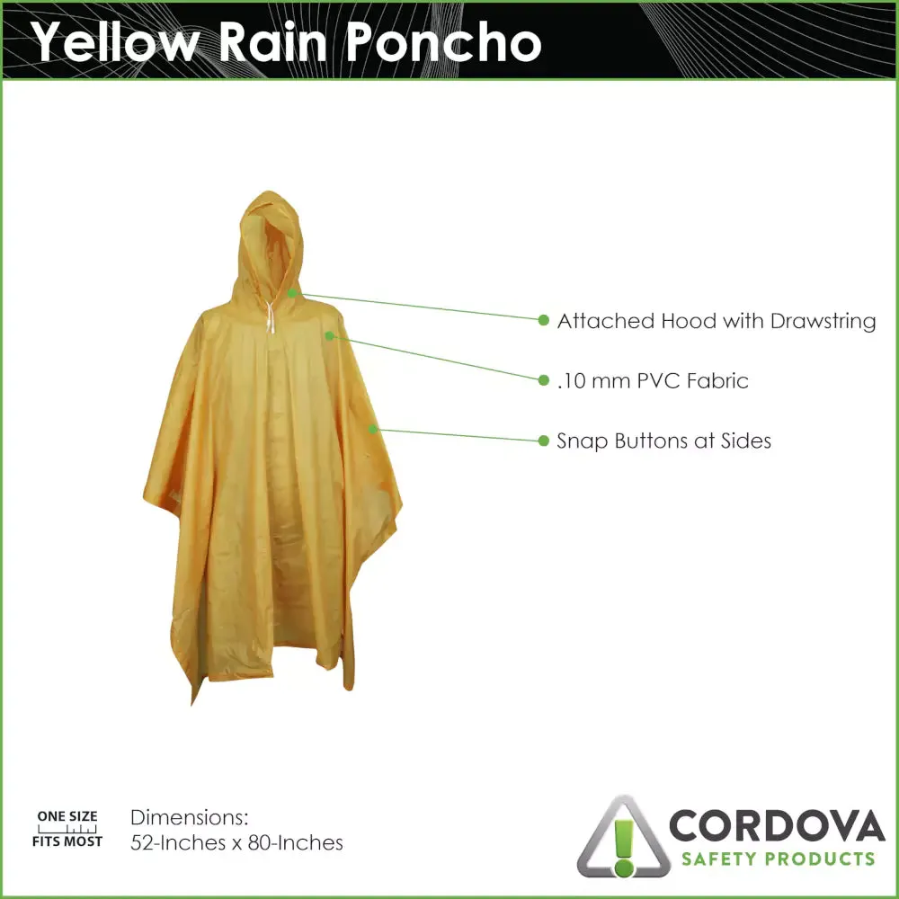 Cordova Value-Line .10 mm Single-ply PVC Rain Poncho - RP10