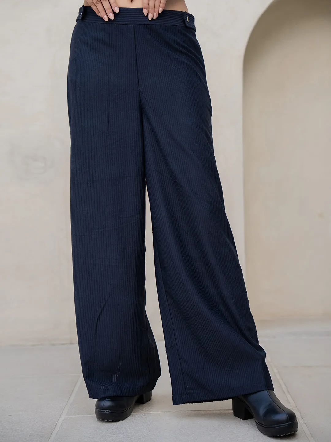 Corduroy Black High Waist Pants