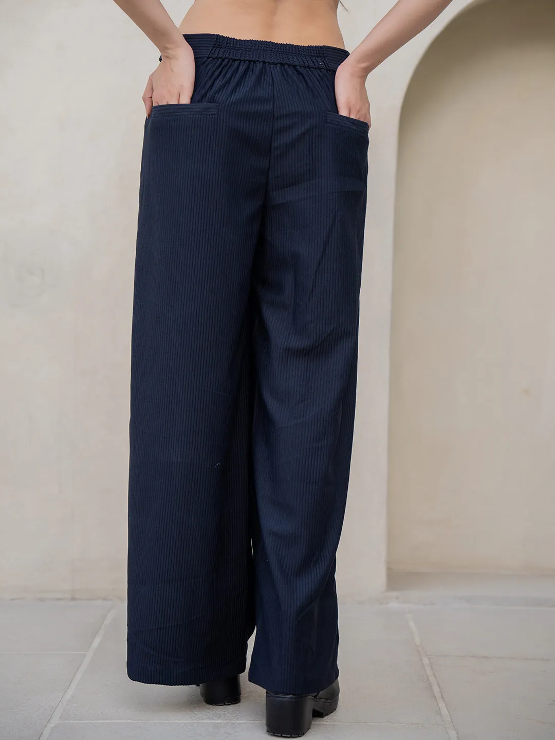 Corduroy Black High Waist Pants