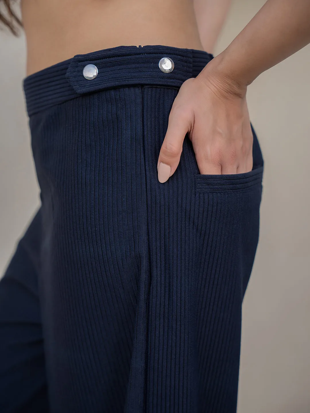 Corduroy Black High Waist Pants