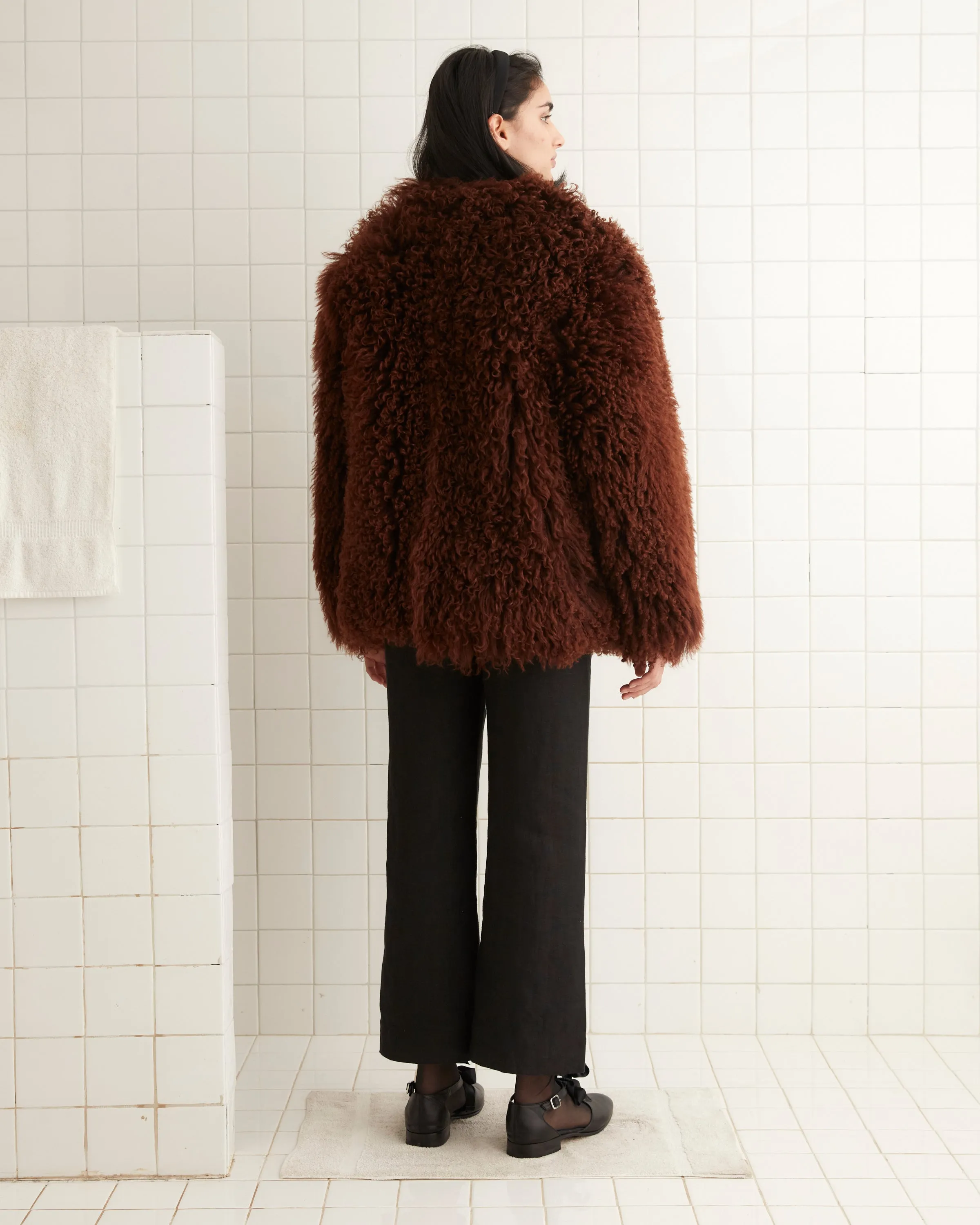 Crane Shag Shearling Coat - Brown