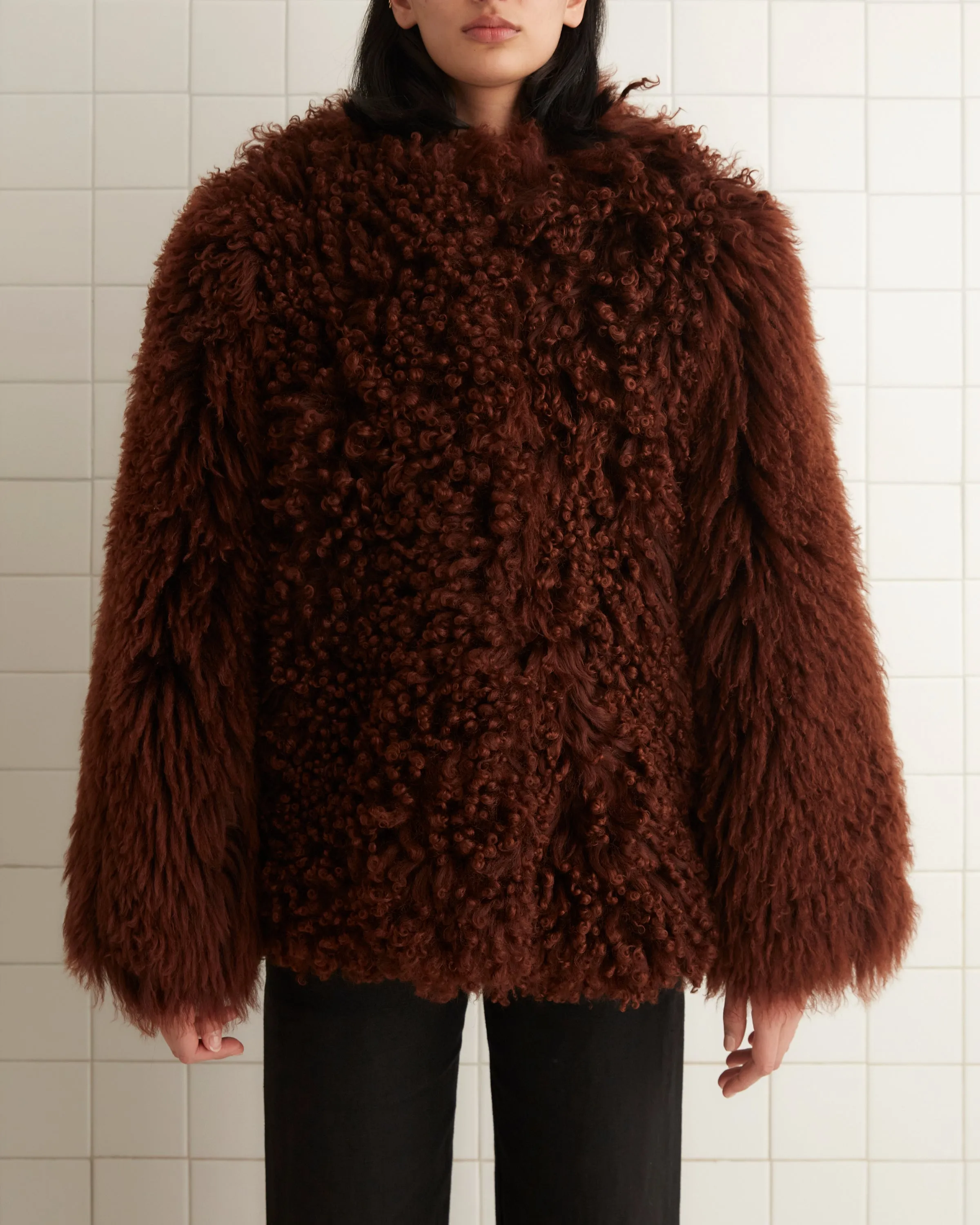 Crane Shag Shearling Coat - Brown