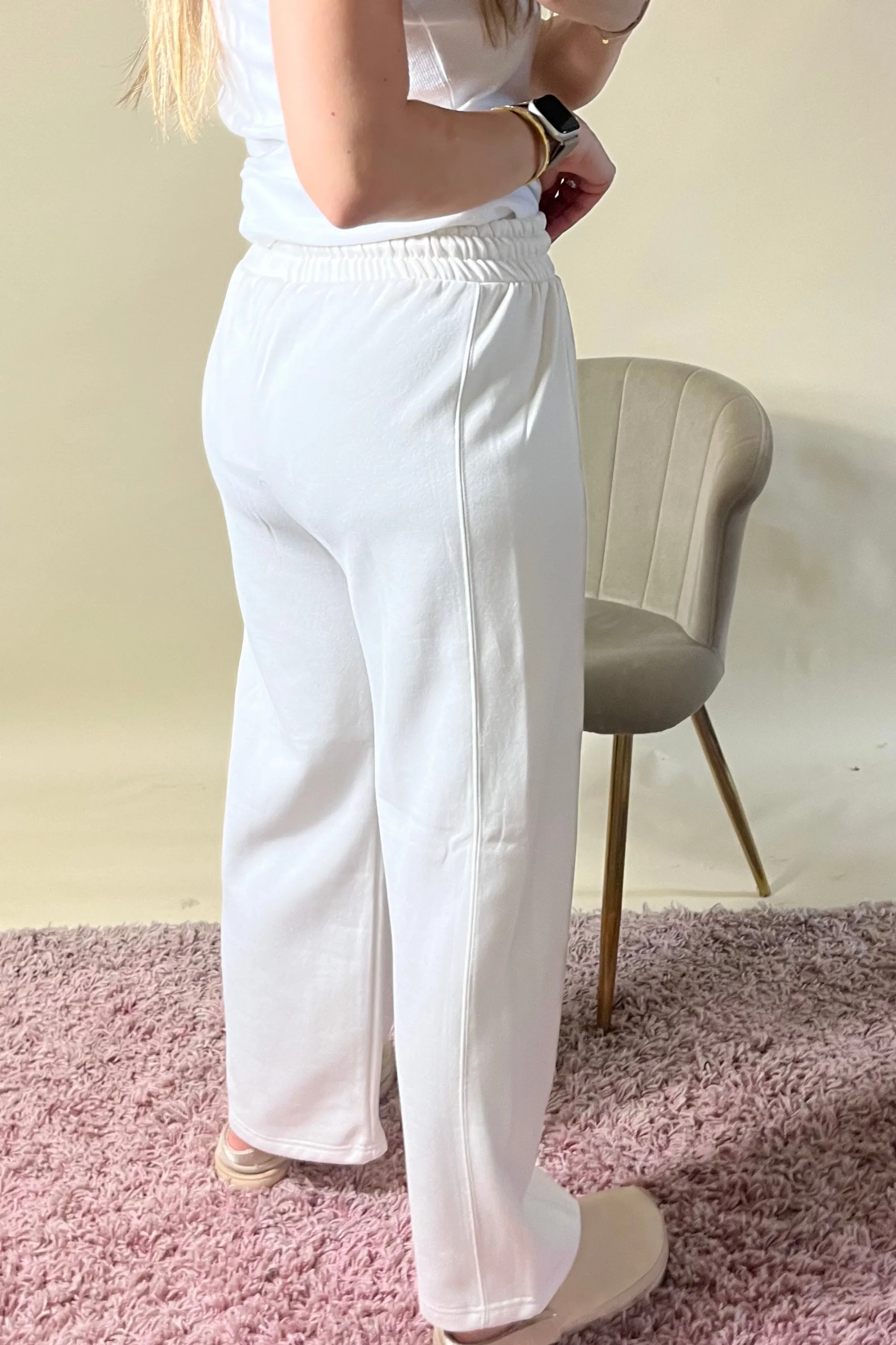 Cream elasticated waist joggers