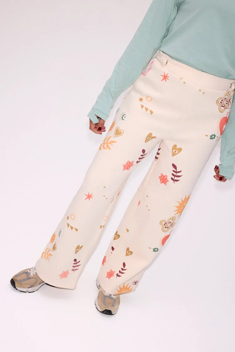 Cream Sundazed Wide Leg Accessible Joggers