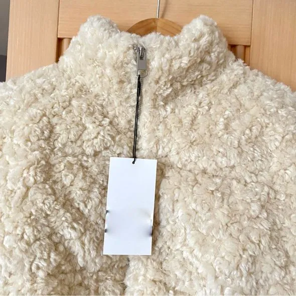 Cropped Faux Sherpa Fleece Puffer Bomber Jacket