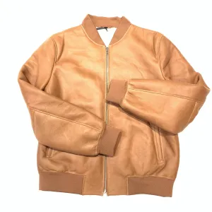 Daniels Leather Men's Cognac Bomber Shearling Jacket