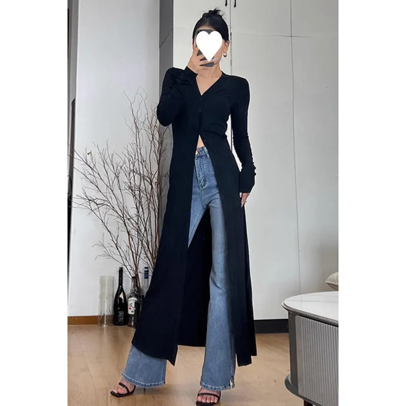 Darianrojas 2000s fashion French Royal Sister Style Knitted Split Dress Autumn and Winter New Women's New Year Battle Gown Dress