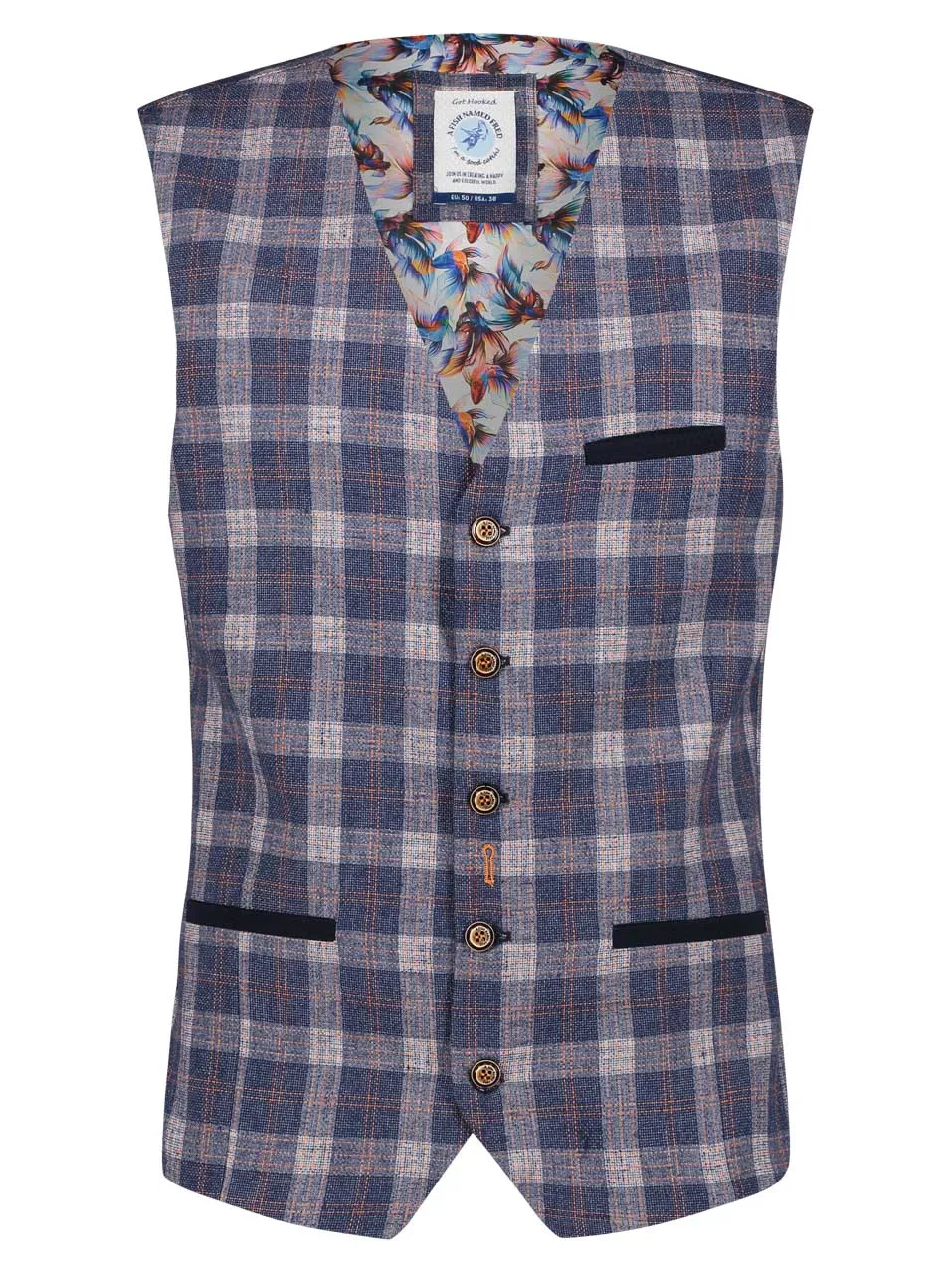 Dress Vest - Blue & Orange Check