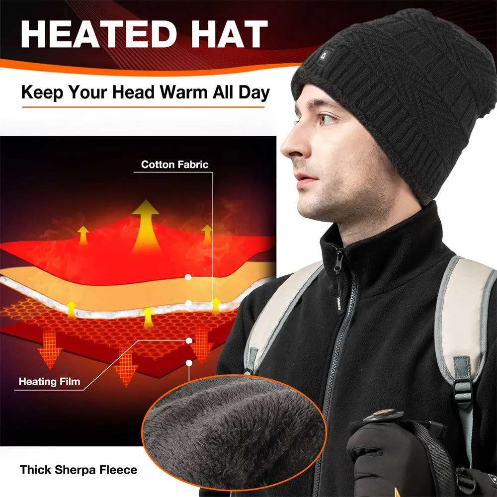 DUKUSEEK Heated Hat 7.4V Electric Winter Heated Beanie for Men Women