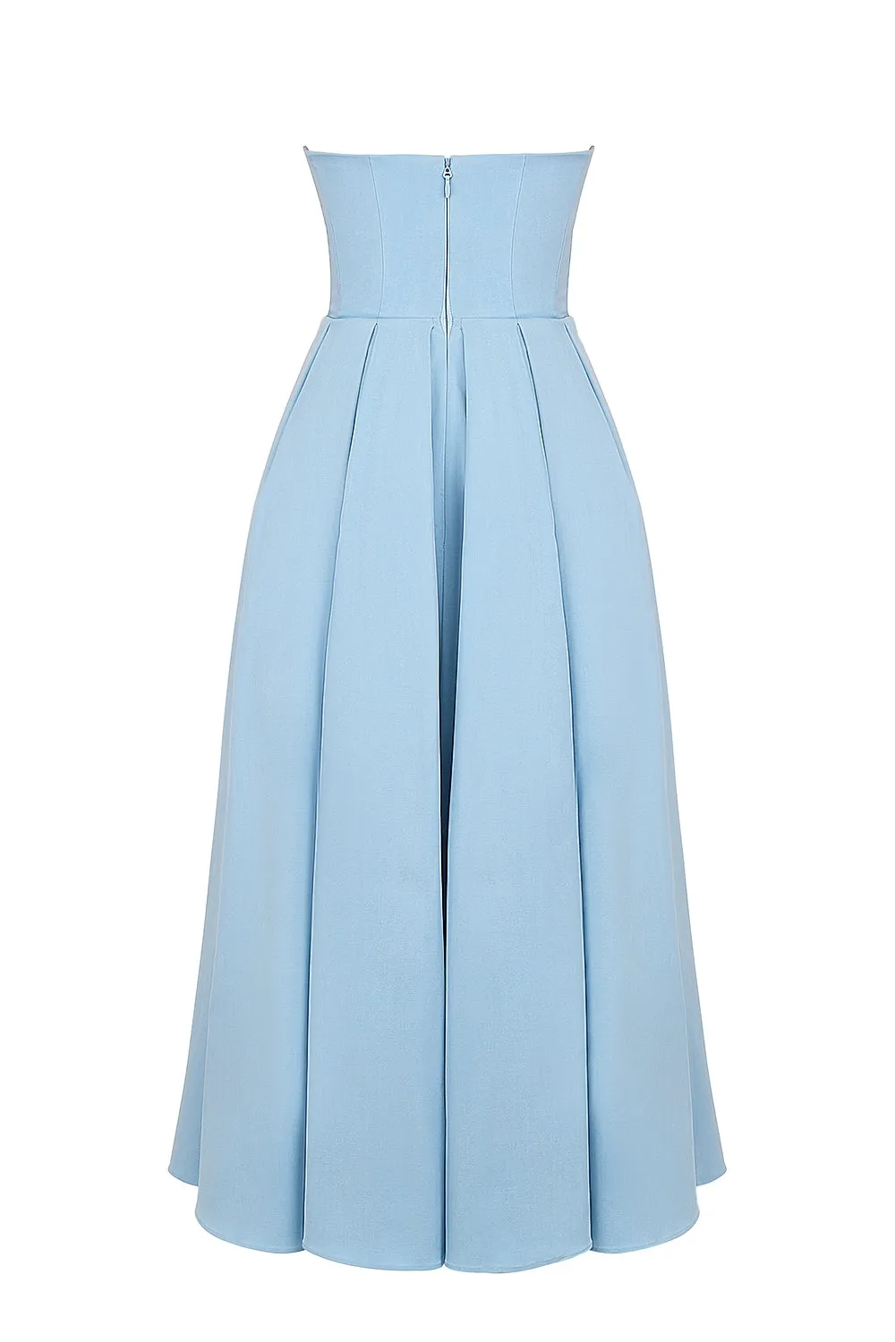 Elize Tuscan Blue Strapless Midi Dress