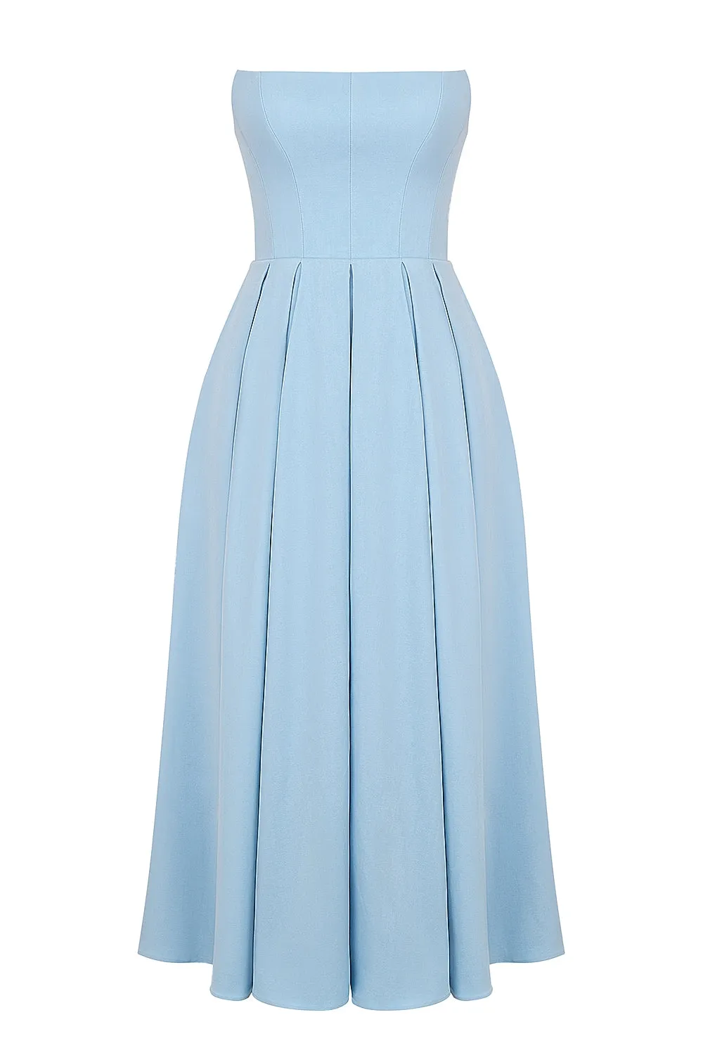 Elize Tuscan Blue Strapless Midi Dress