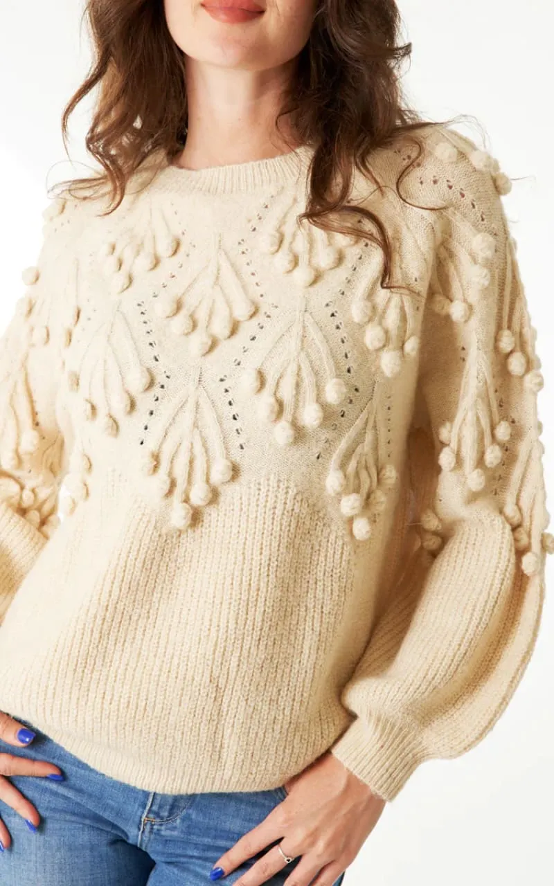 En Crème - Snowflake Pom Pom Sweater