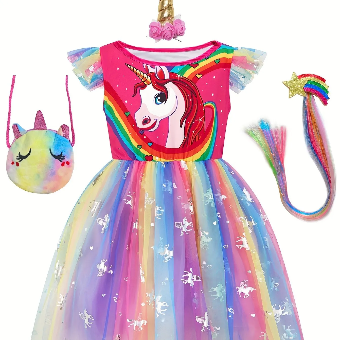 Enchanting Unicorn Princess Dress Set for Magical DressUp Fun