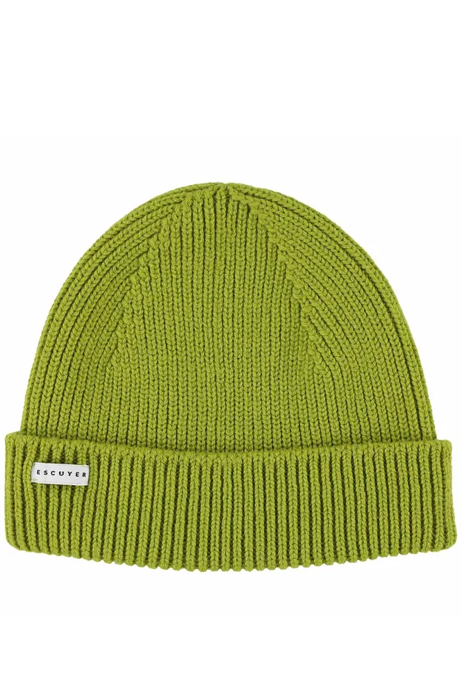 Escuyer Ribbed Merino Bright Green Beanie