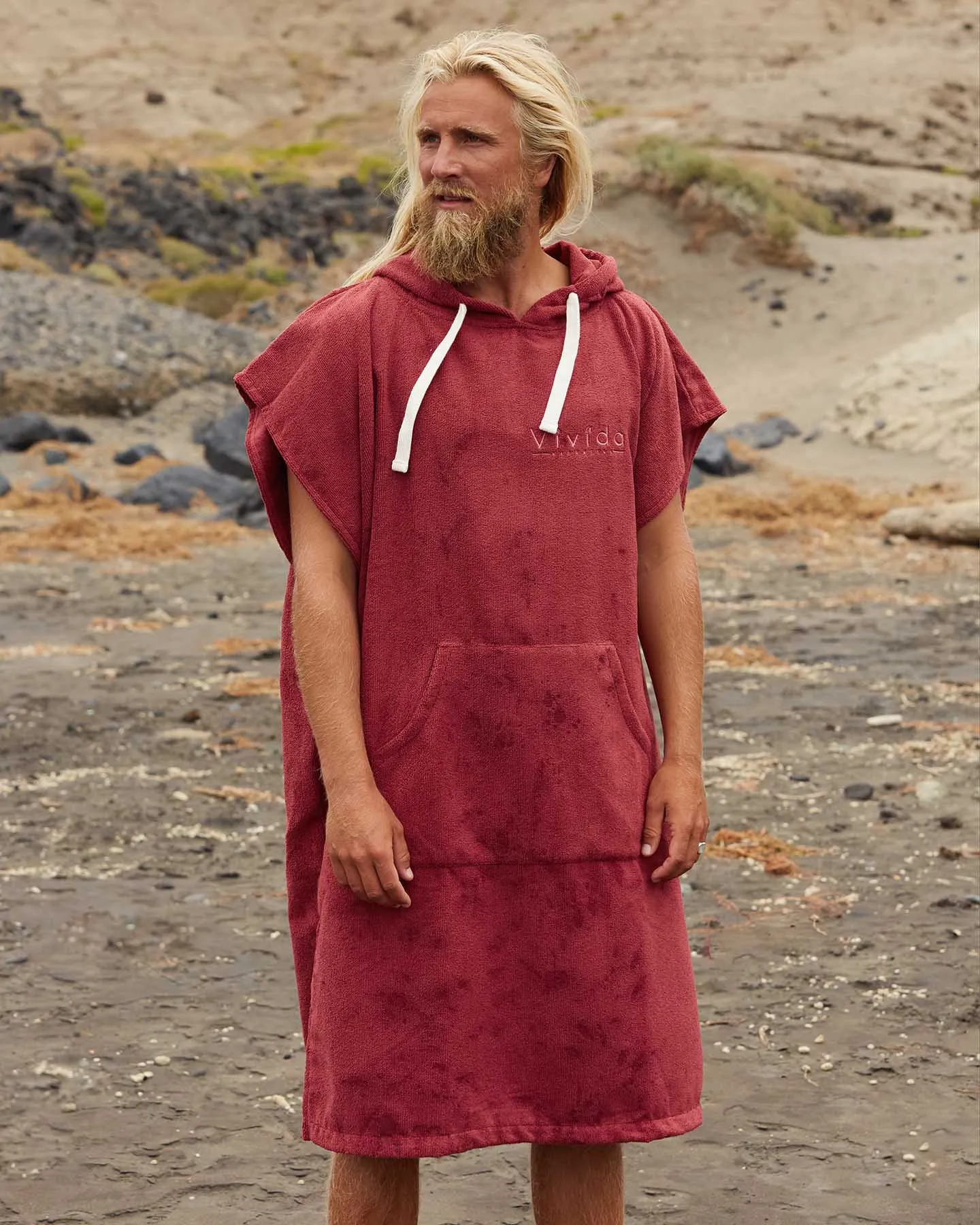 Essential Poncho Towel Changing Robe - Rhubarb Red