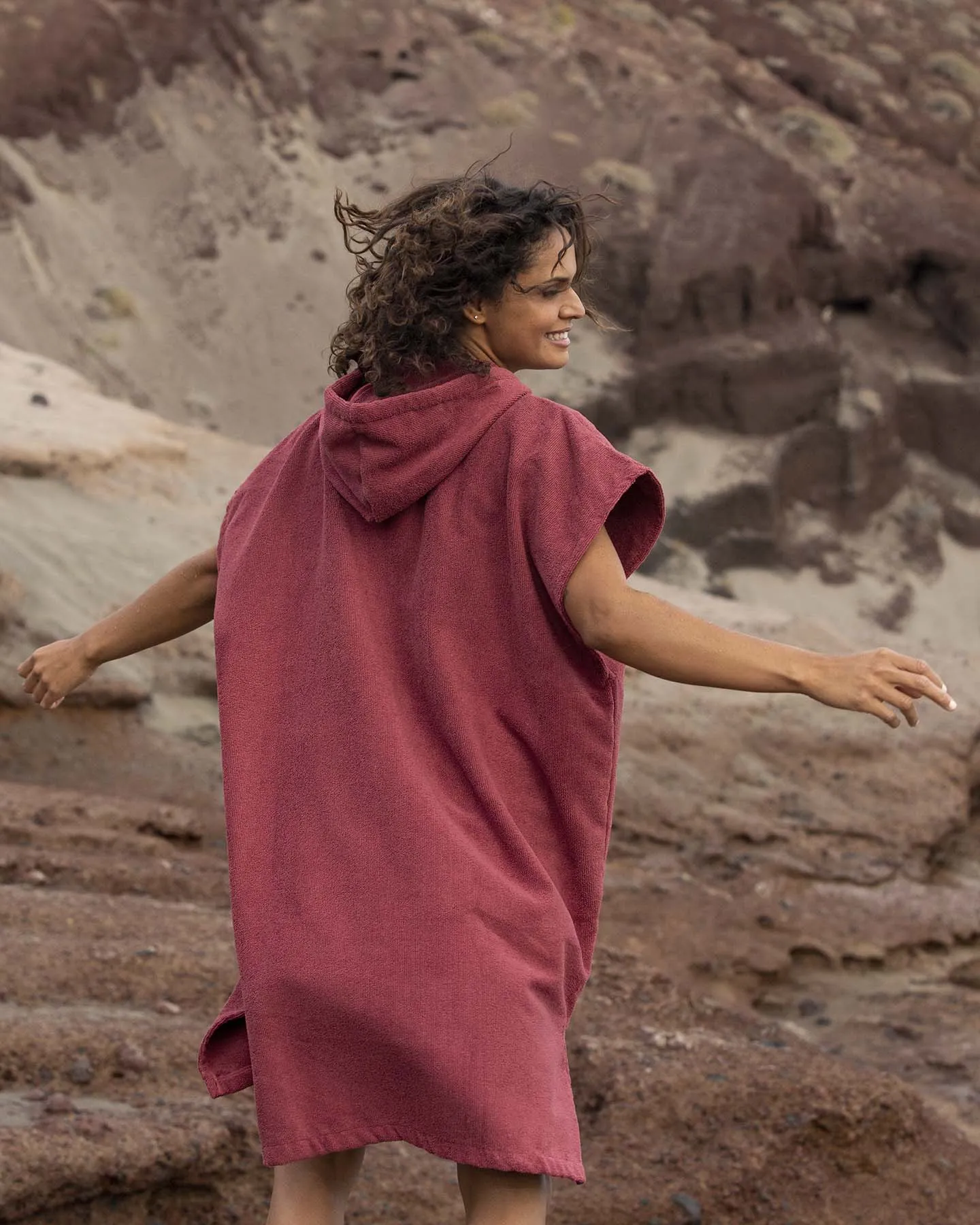 Essential Poncho Towel Changing Robe - Rhubarb Red