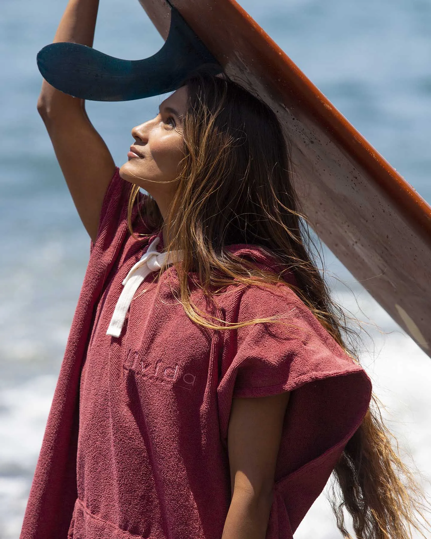 Essential Poncho Towel Changing Robe - Rhubarb Red