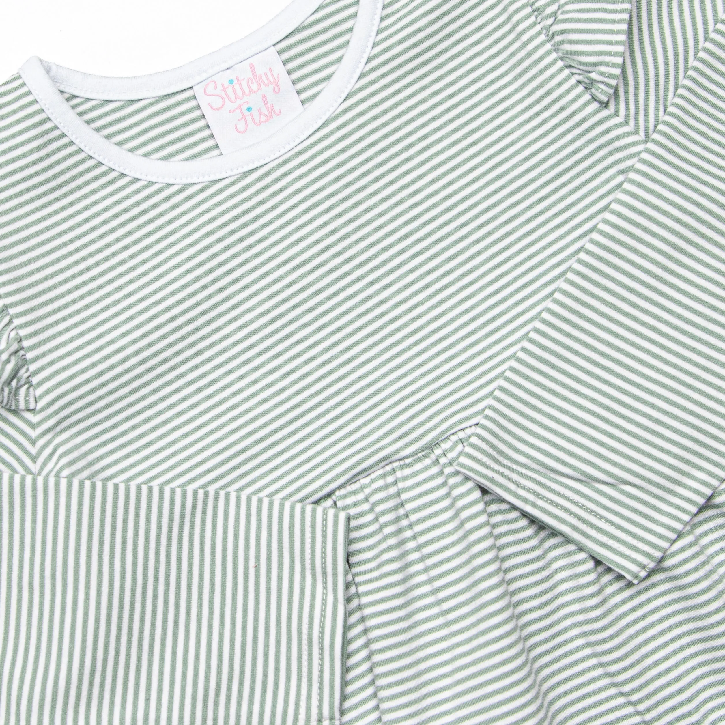 Everly Long Sleeve Dress, Sage Stripe