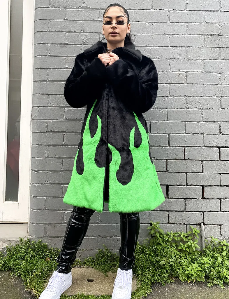 *EXCLUSIVE COLLAB* PURE FIRE FAUX FUR JACKET - GREEN/BLACK ✰ MADE 4 U ✰