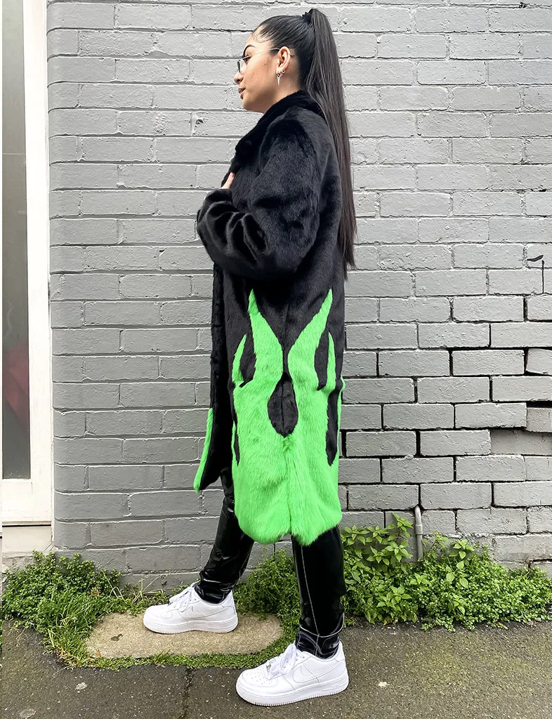 *EXCLUSIVE COLLAB* PURE FIRE FAUX FUR JACKET - GREEN/BLACK ✰ MADE 4 U ✰