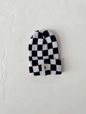 ff Knit Beanie  | Black   White Checkerboard